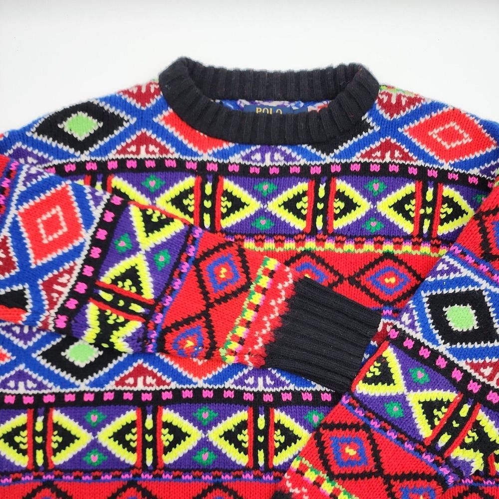 Polo Ralph Lauren Sweater Colorful Nordic Design Heavier Weight Women's Size M